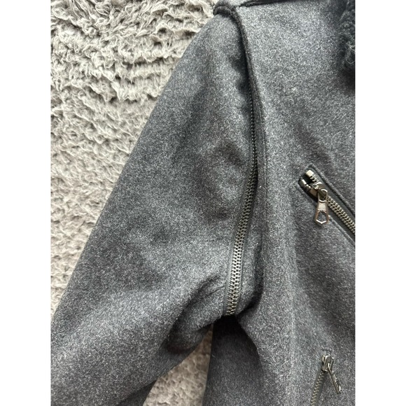 Rag & Bone Wool Shearling Collar Bowery Motorcycle Jacket Black‎ Womens Size 10 - Picture 5 of 13